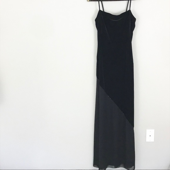 Rimini Dresses & Skirts - Rimini 6 Black Velvet Chiffon Dress Gown Beaded